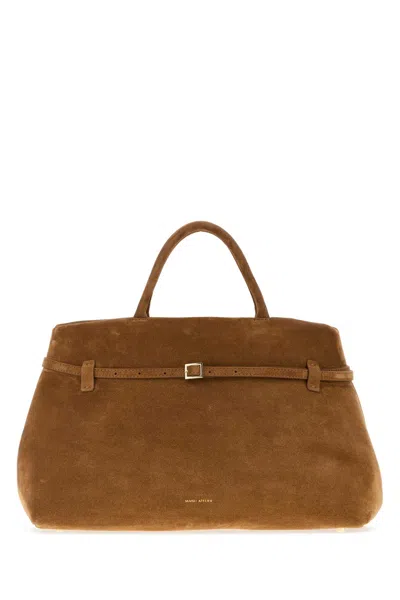Manu Atelier Caramel Suede Le Cambon 40 Handbag In Brown