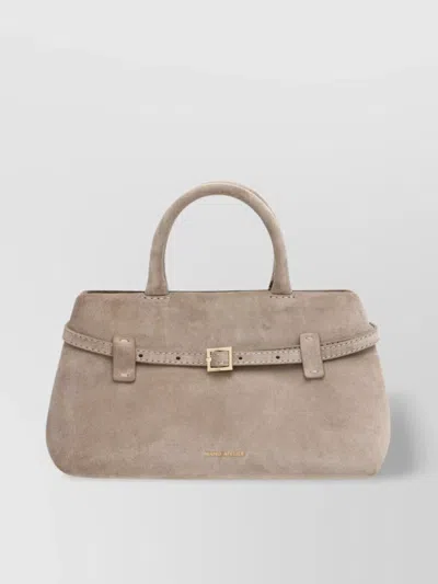 Manu Atelier Cork And Suede Tote Bag With Buckle