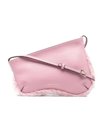 Manu Atelier Curve Zipped Shoulder Bag In Pink