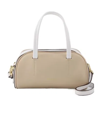 Manu Atelier Cylinder Two-tone Tote In Nude