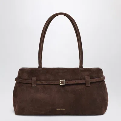 Manu Atelier Dark Brown Suede East West Le Cambon Bag