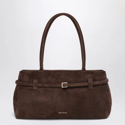 Manu Atelier Dark Brown Suede East West Le Cambon Bag