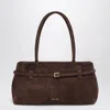 Manu Atelier Dark Brown Suede East West Le Cambon Bag In Brown