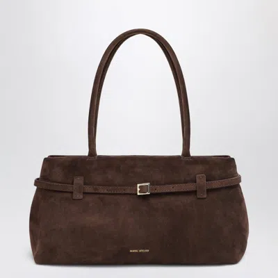 Manu Atelier Dark Suede East West Le Cambon Bag In Brown