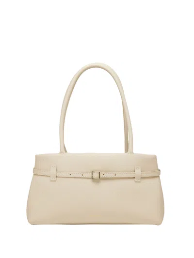 Manu Atelier East West Le Cambon Handbag - Hammered Leather, 34 X 19.5 X 18.5 Cm In White