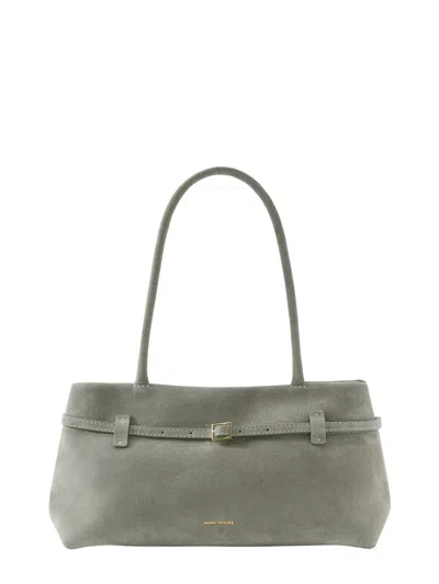 Manu Atelier East West Suede Mini Handbag With Adjustable Strap In Green