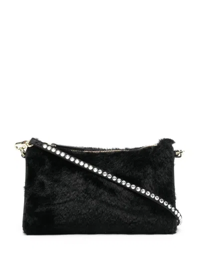 Manu Atelier Faux-fur Zipped Bag In Schwarz