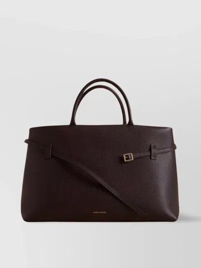 Manu Atelier Hammered Leather Top Handle Shoulder Bag In Brown