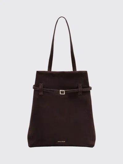 Manu Atelier Tote Du Jour Bag In Dark Brown Suede