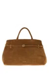 Manu Atelier Caramel Suede Le Cambon 40 Handbag In Brown