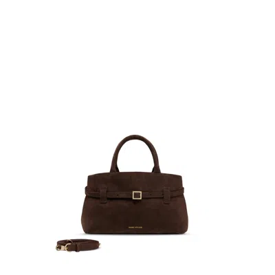 Manu Atelier Le Cambon 25 Buckle-strap Suede Handbag In Brown