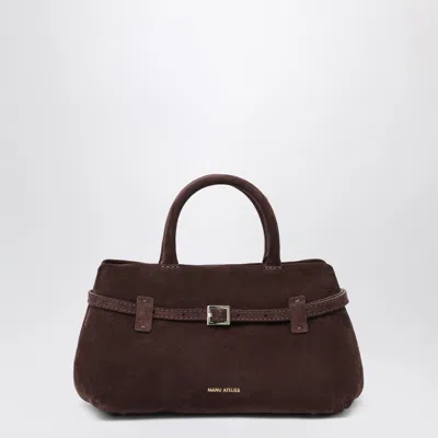Manu Atelier Le Cambon 25 Mini Suede Shoulder Bag In Brown