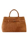 Manu Atelier Structured Suede Top Handle Tote Bag In Brown