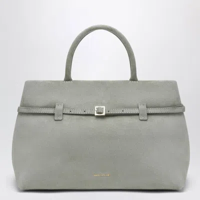 Manu Atelier Tote Bag Suede Finish Adjustable Strap Handle In Gray