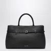 Manu Atelier Le Cambon 35 Black Bag In Grained Leather In Black