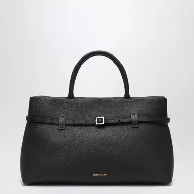 Manu Atelier Le Cambon 35 Black Bag In Grained Leather