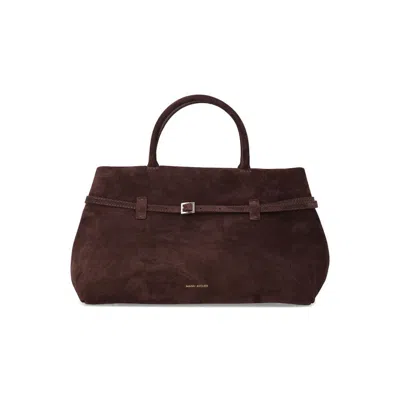 Manu Atelier Le Cambon 35 Brown Suede Bag Deep Calf Leather Tote