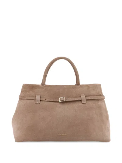 Manu Atelier Le Cambon 35 Buckle-fastening Suede Handbag In Neutral