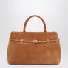 Manu Atelier Structured Suede Top Handle Tote Bag In Brown