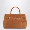 Manu Atelier Le Cambon 35 Camel Bag In Suede In Beige