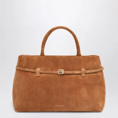Manu Atelier Le Cambon 35 Camel Bag In Suede In Beige