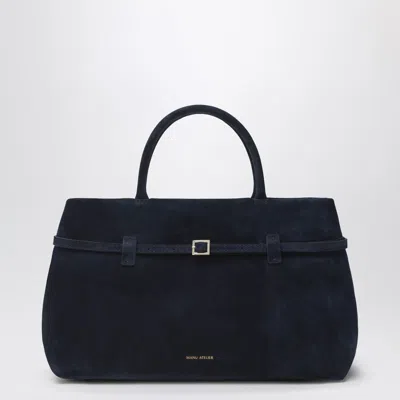 Manu Atelier Le Cambon 35 Dark Blue Suede Bag In Burgundy