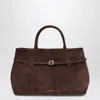 Manu Atelier Structured Tote Buckle Detail Bag In Brown
