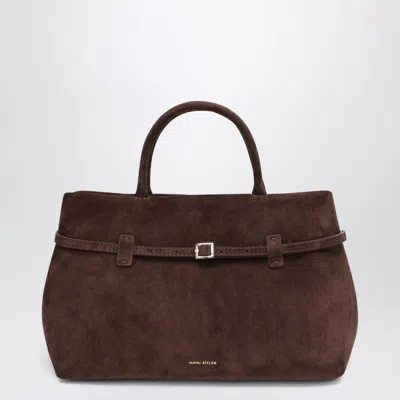 Manu Atelier Le Cambon 35 Dark Suede Bag In Brown