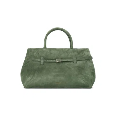 Manu Atelier Le Cambon 35 Green Suede Bag Velvet Calf Leather Tote