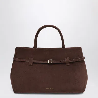 Manu Atelier Le Cambon 35 Mini Suede Shoulder Bag In Brown