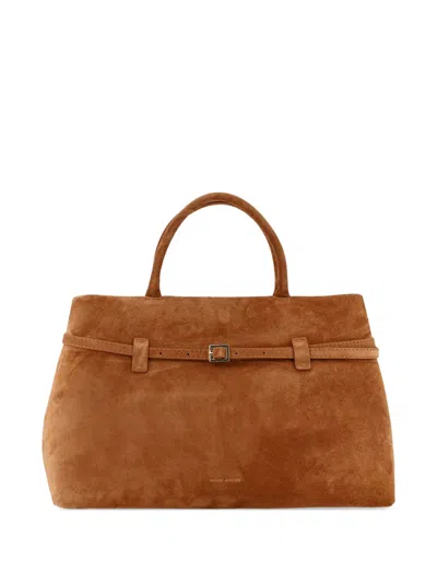 Manu Atelier Le Cambon 35 Suede Bag In Brown