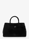 Manu Atelier Le Cambon 35 Suede Handbag In Black