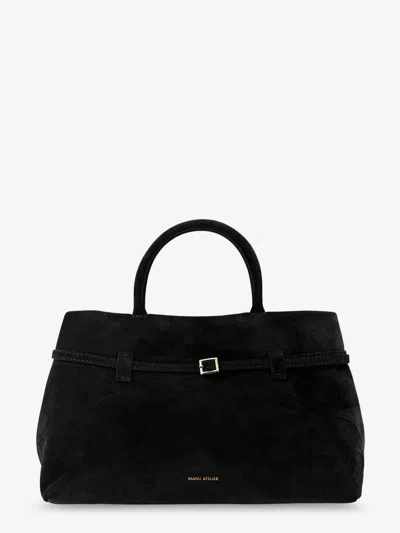 Manu Atelier Le Cambon 35 Suede Handbag In Black