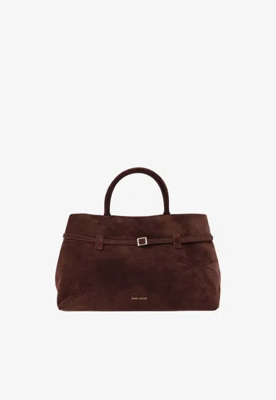 Manu Atelier Le Cambon 35 Suede Handbag In Brown