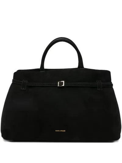 Manu Atelier Le Cambon 35 Suede Tote Bag In Black