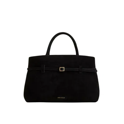 Manu Atelier Le Cambon 35 Suede Tote Bag In Black