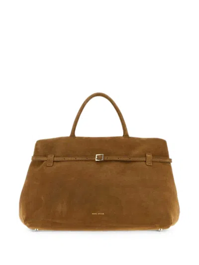 Manu Atelier Le Cambon 40 Suede Tote Bag Top Handles In Brown