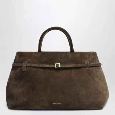 Manu Atelier Le Cambon 40 Tobacco Suede Bag In Brown