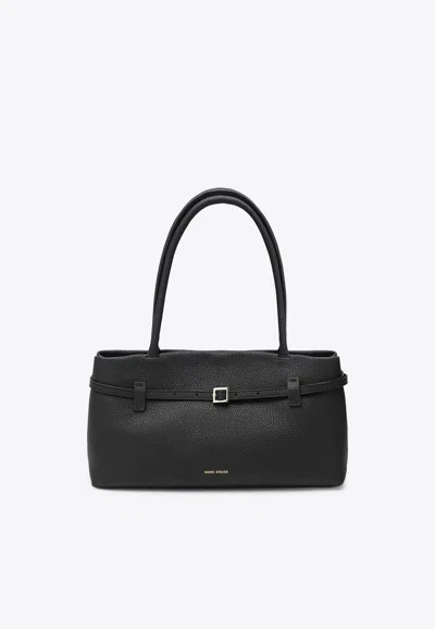 Manu Atelier Le Cambon East West Leather Top Handle Bag In Black