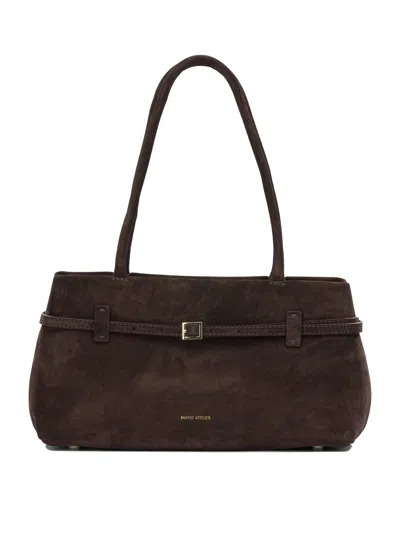 Manu Atelier "le Cambon East West" Medium Shoulder Bag In Brown