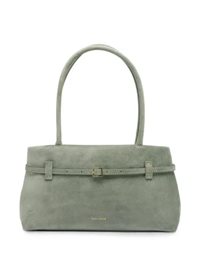Manu Atelier Le Cambon East West Suede Shoulder Tote In Green