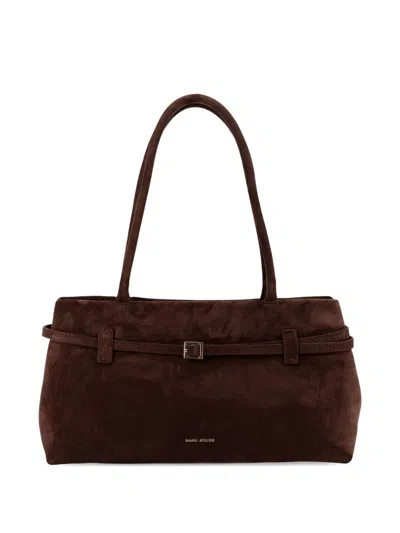 Manu Atelier Le Cambon East West Suede Bag In Brown