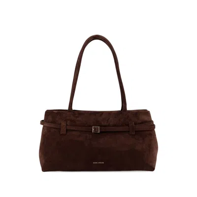 Manu Atelier Le Cambon East West Suede Bag In Brown