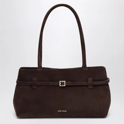 Manu Atelier Le Cambon East West Suede Bag In Brown