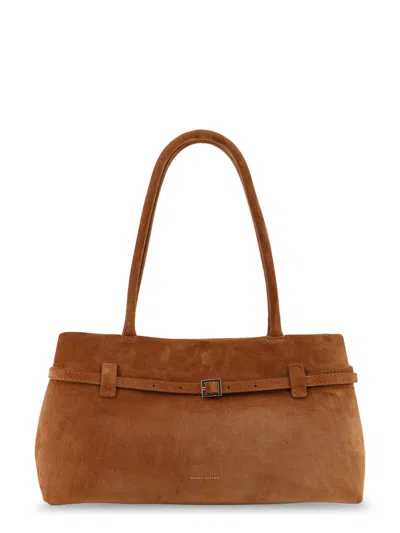 Manu Atelier Le Cambon East West Suede Shoulder Bag In Brown