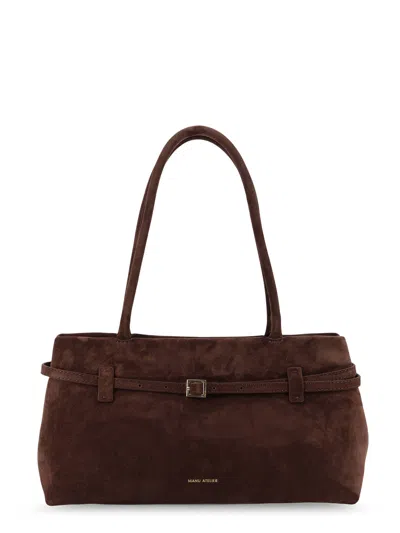 Manu Atelier Le Cambon East West Suede Shoulder Bag In Brown