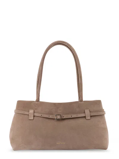 Manu Atelier Le Cambon East West Suede Shoulder Bag In Brown