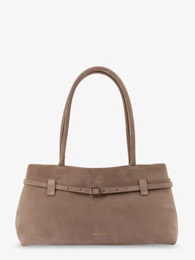 Manu Atelier Le Cambon East West Suede Shoulder Bag In Gray