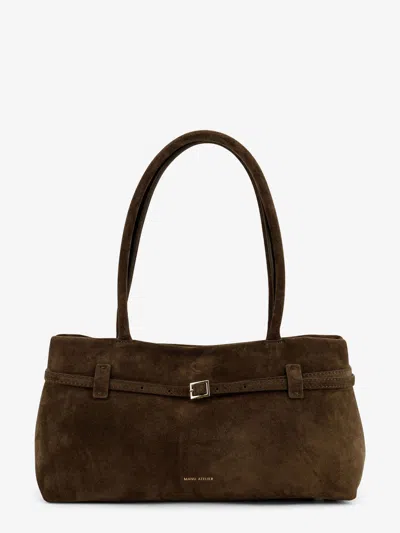 Manu Atelier Le Cambon East West Suede Shoulder Bag In Green