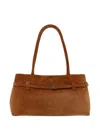 Manu Atelier Le Cambon East West Suede Shoulder Bag In Brown